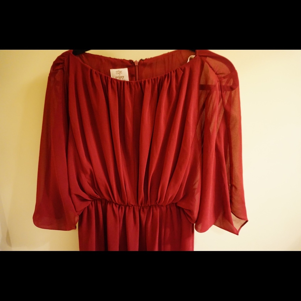 Cranberry colored chiffon dress